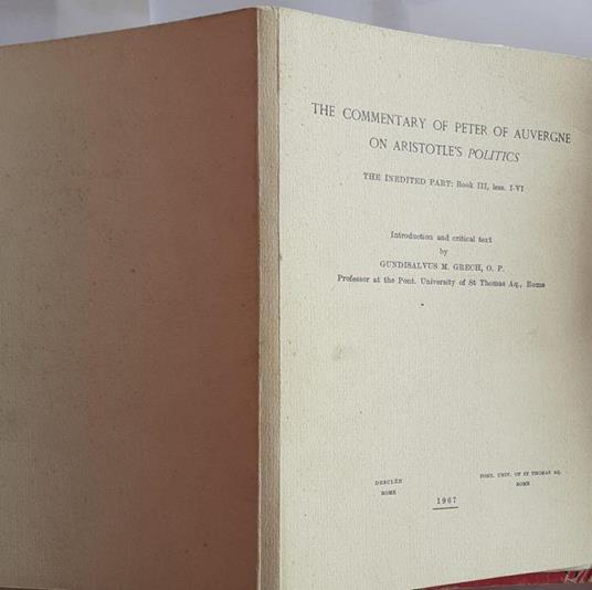 The commentary of Peter of Auvergne on Aristotlès politics - copertina