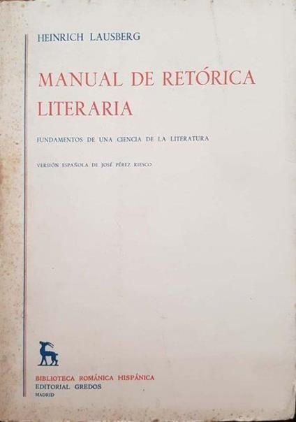 Manual de retorica literaria. Vol 2 - Heinrich Lausberg - copertina