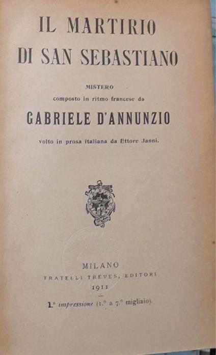Il Martirio di San Sebastiano - Gabriele D'Annunzio - copertina