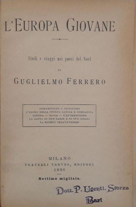L' Europa giovane: studi e viaggi nei paesi del nord - Guglielmo Ferrero - copertina