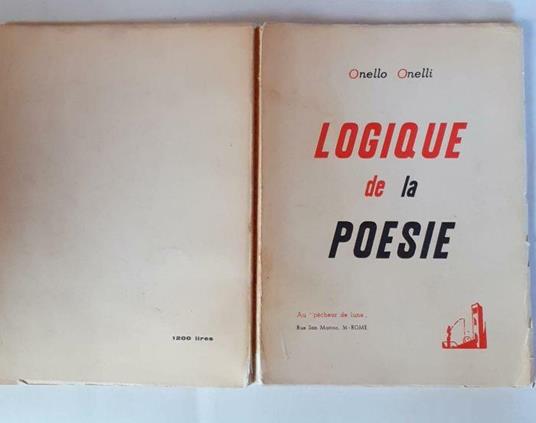 Logique de la poesie - Onello Onelli - copertina