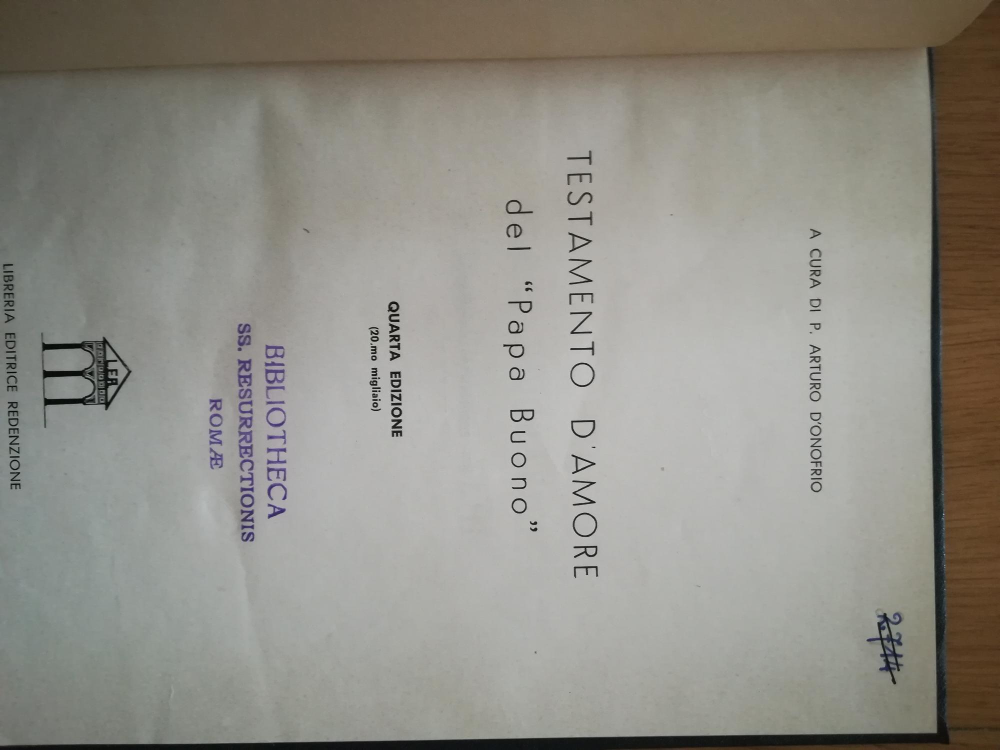 Testamento d'amore del "Papa Buono"