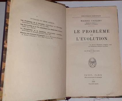 Le probleme de l'evolution - Maurice Caullery - copertina