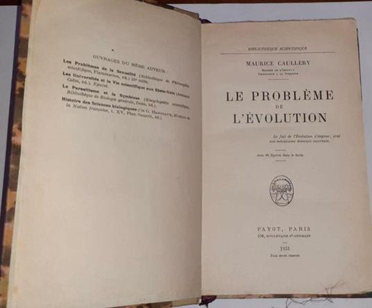 Le probleme de l'evolution - Maurice Caullery - copertina