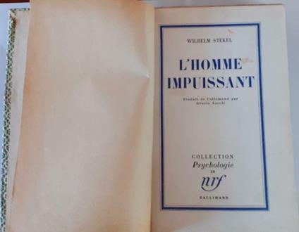 L' homme impuissant - Wilhelm Stekel - copertina
