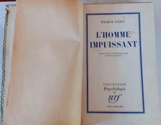 L' homme impuissant - Wilhelm Stekel - copertina