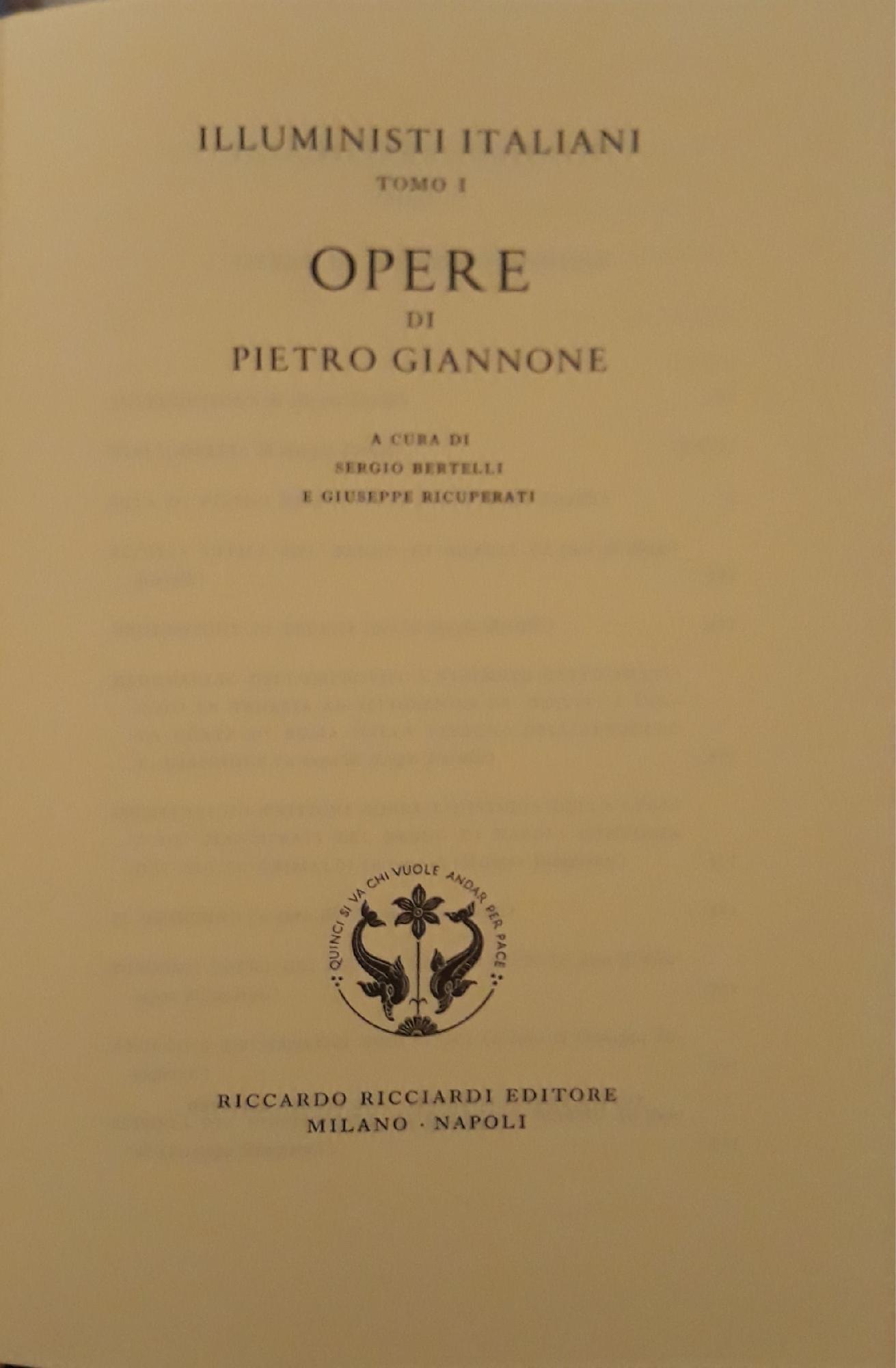 La letteratura italiana Ricciardi: Opere (Tomo I)