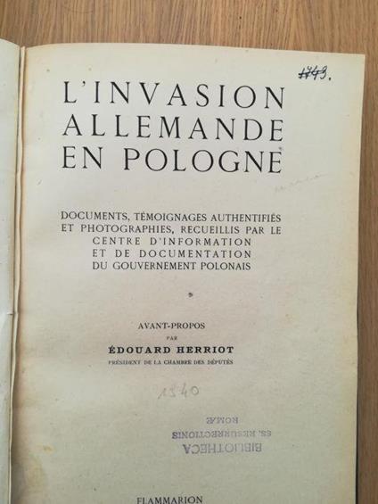 L' invasion Allemande en Pologne - Edouard Herriot - copertina