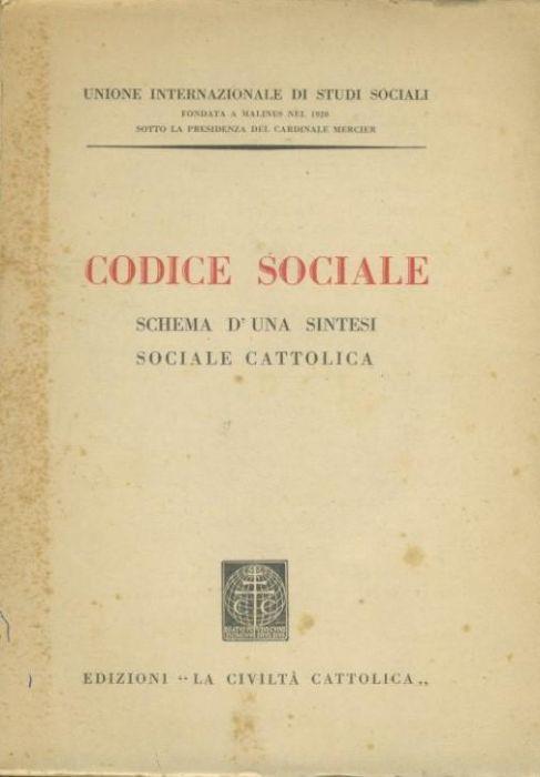 Codice sociale. Schema d'una sintesi sociale cattolica - copertina