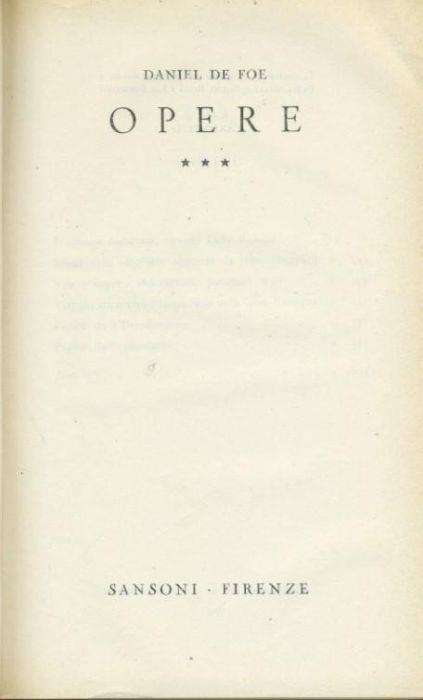 Opere - Daniel Defoe - copertina