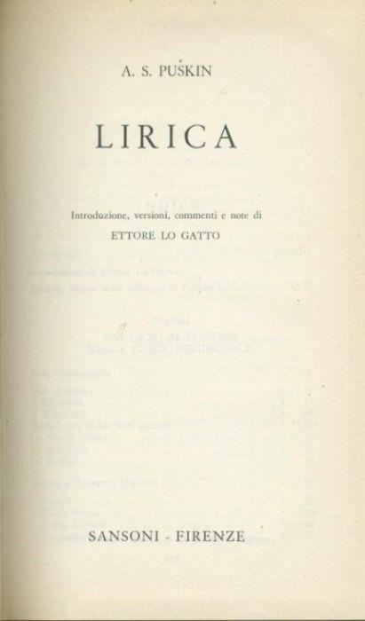 Lirica - Aleksandr Puskin - copertina