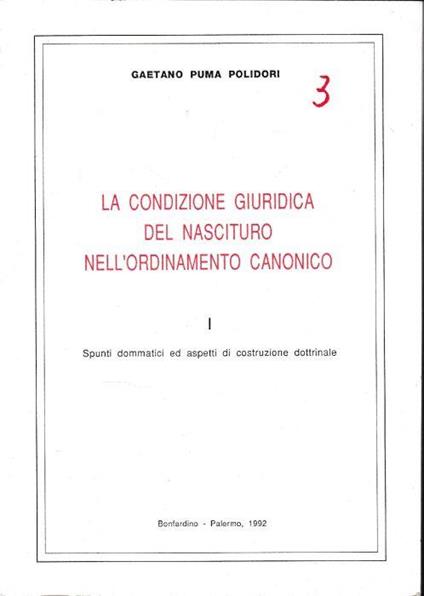 La condizione giuridica del nascituro nell'ordinamento canonico - copertina