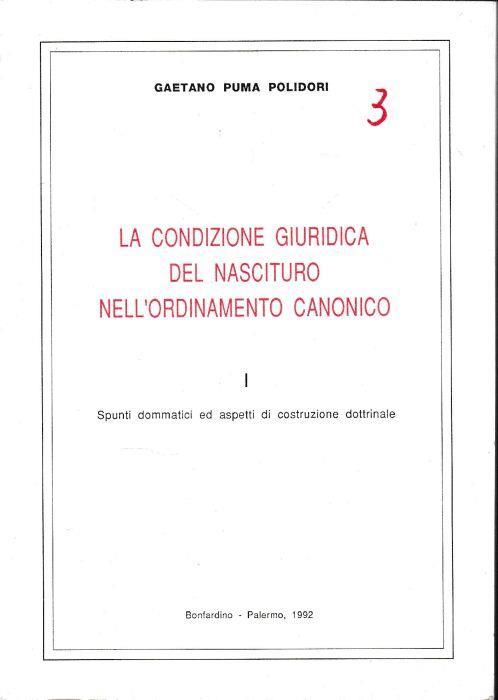 La condizione giuridica del nascituro nell'ordinamento canonico - copertina