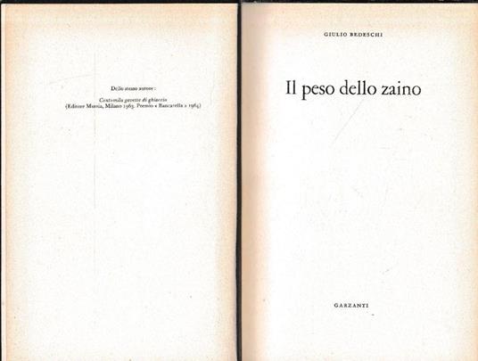 Il peso dello zaino - Giulio Bedeschi - copertina