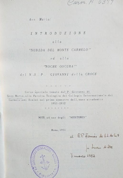 INtroduzione alla "Subida del Monte Carmelo" ed alla "Noche Oscura" di San Giovanni della Croce - copertina