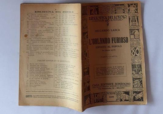 L' Orlando furioso. Parte Quarta - Riccardo Lasca - copertina
