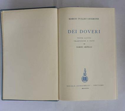 Dei doveri - M. Tullio Cicerone - copertina