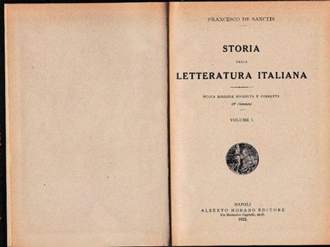 Storia della Letteratura Italiana, due volumi - Francesco De Sanctis - copertina