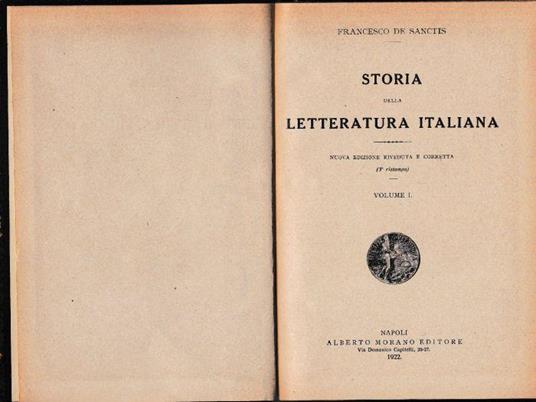 Storia della Letteratura Italiana, due volumi - Francesco De Sanctis - copertina