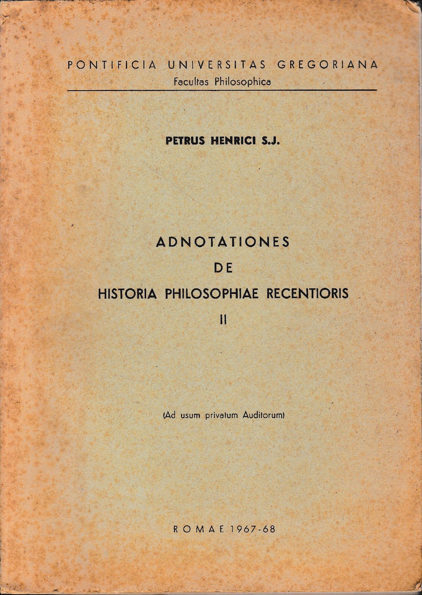 Adnotationes de historia philosophiae recentioris II