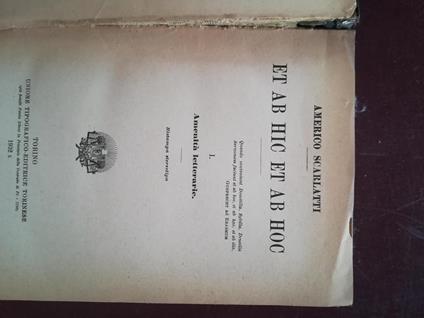 Et ab hic et ab hoc. Vol. 1: Amenità letterarie - Americo Scarlatti - copertina