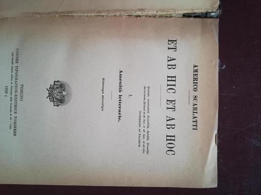 Et ab hic et ab hoc. Vol. 1: Amenità letterarie - Americo Scarlatti - copertina