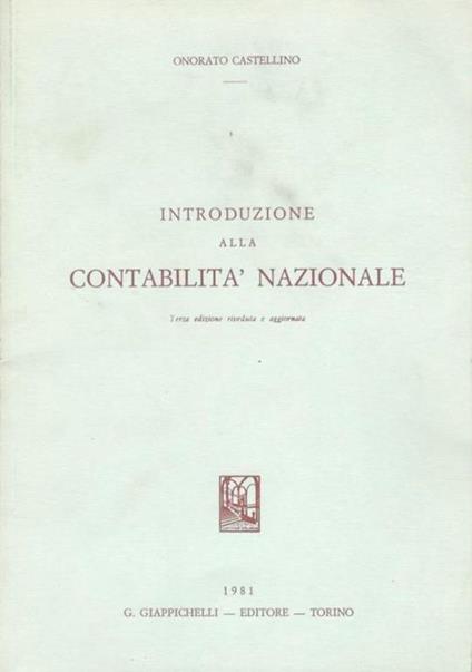 Introduzione alla contabilità nazionale - Onorato Castellino - copertina