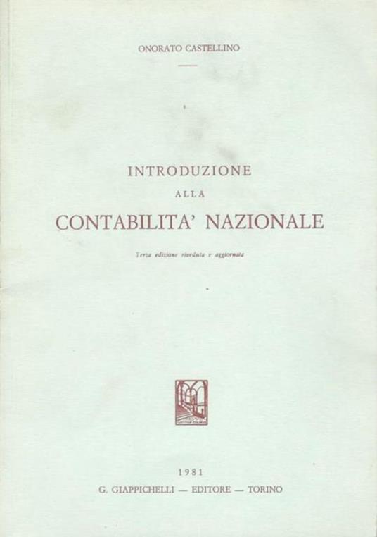 Introduzione alla contabilità nazionale - Onorato Castellino - copertina