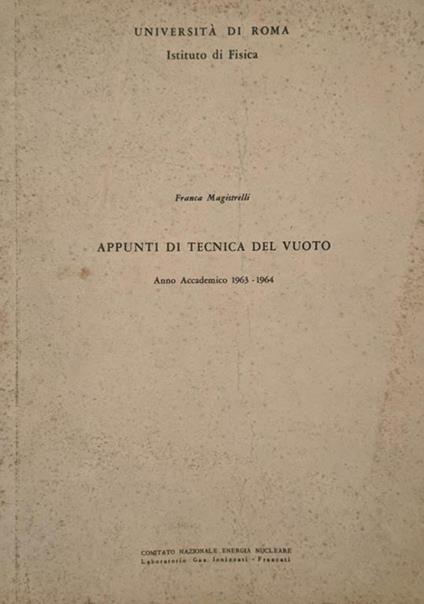 Appunti di tecnica del vuoto (AA 1963 - 1964) - copertina