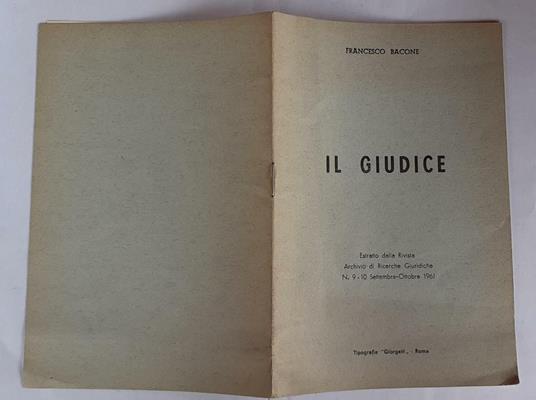Il Giudice - Francesco Bacone - copertina