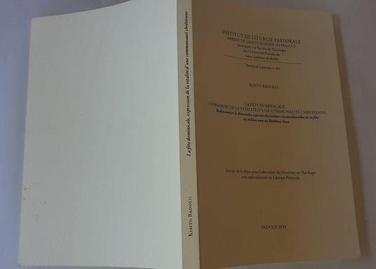 La fete dominicale, expression de la vitalitè d'une communaute chretienne - copertina