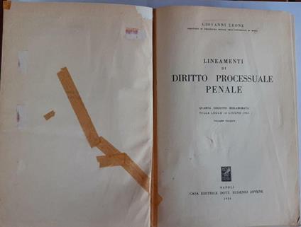 Lineamenti di diritto processuale penale - Giovanni Leone - copertina