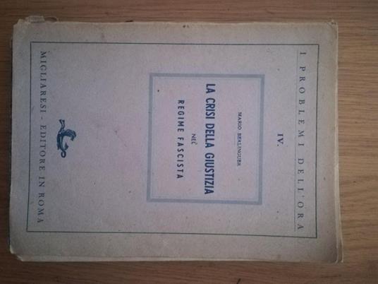 La crisi della giustizia nel regime fascista - Mario Berlinguer - copertina