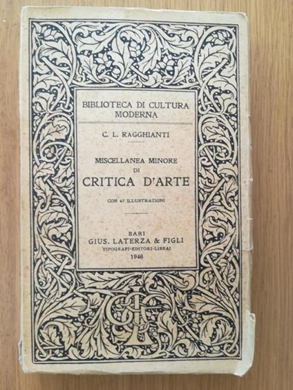 Miscellanea minore di critica d'arte - copertina