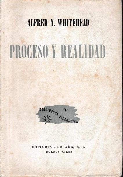 Proceso y realidad - Alfred N. Whitehead - copertina