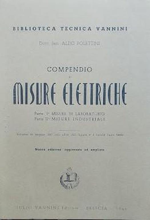 Compendio di misure elettriche - Aldo Polettini - copertina