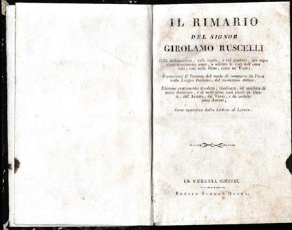 Il ramario del signor Girolamo Ruscelli - Girolamo Ruscelli - copertina