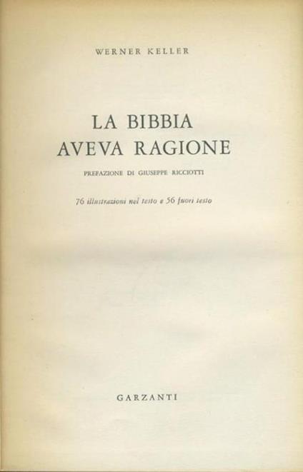 La bibbia aveva ragione - Werner Keller - copertina
