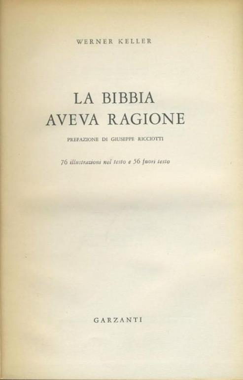 La bibbia aveva ragione - Werner Keller - copertina