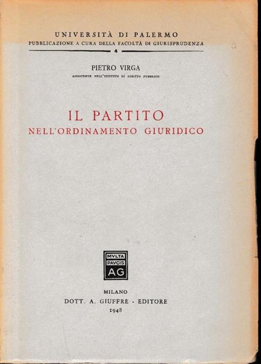 Il partito nell'ordinamento giuridico - Pietro Virga - copertina