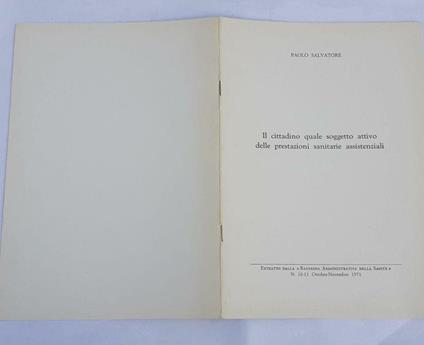 Il cittadino quale soggetto attivo delle prestazioni sanitarie assistenziali - copertina