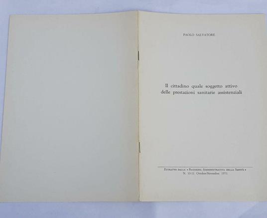 Il cittadino quale soggetto attivo delle prestazioni sanitarie assistenziali - copertina