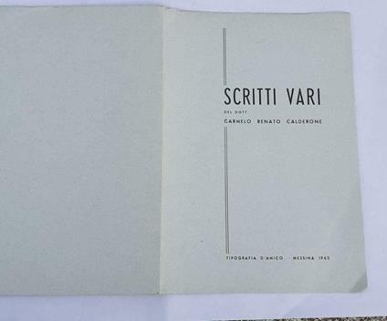 Scritti Vari - copertina