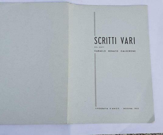 Scritti Vari - copertina