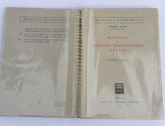Manuale di diritto processuale civile - Andrea Lugo - copertina