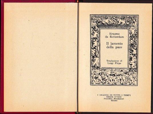 Il  lamento della pace. Strenna UTET 1968 - Erasmo da Rotterdam - copertina