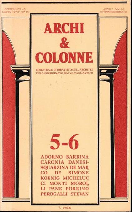 Archi & Colonne. Bimestrale anno 1, n. 5-6, Settembre-Dicembre 1985 - copertina