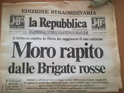 Edizione straordinaria La Repubblica: Moro rapito dalle Brigate rosse - copertina