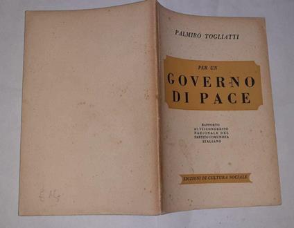 Per un governo di Pace - Palmiro Togliatti - copertina