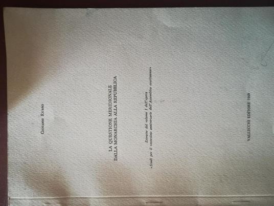 La questione meridionale dalla monarchia alla repubblica - Giovanni Russo - copertina